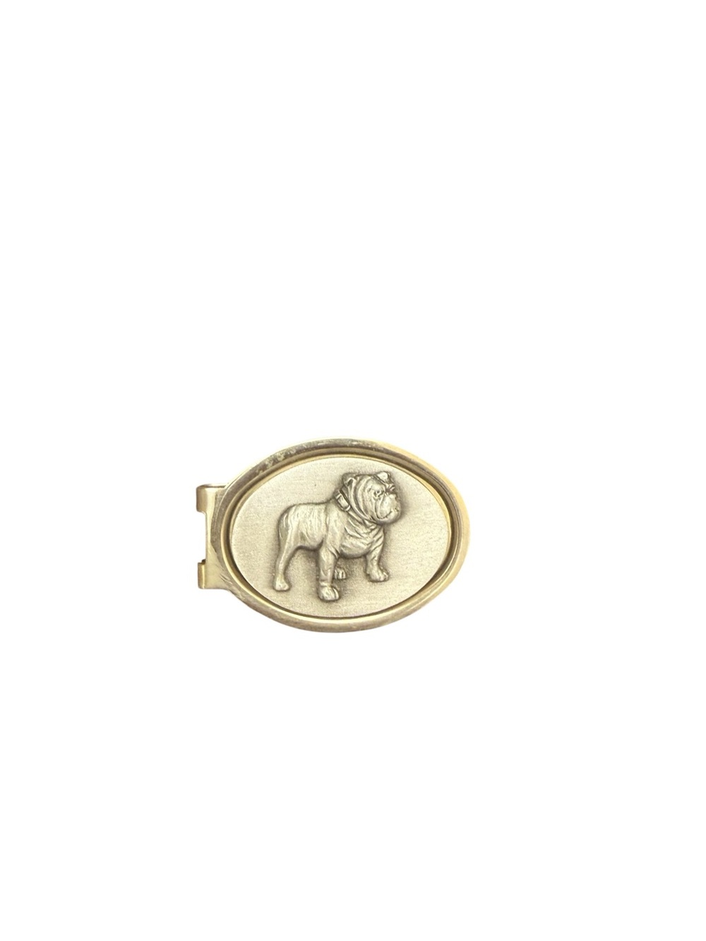 Gold and Silver Tone Oval Bulldog Money Clip